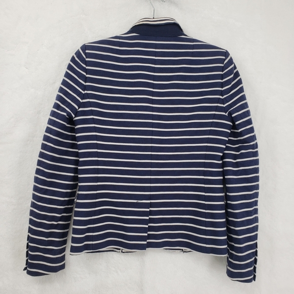 J. Crew Schoolboy Blazer Women US 4 Navy White Stripe linen cotton nautical - Picture 7 of 13